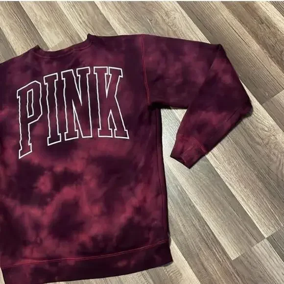 Women's Victoria's Secret PINK XS Maroon Tie Dye Sweatshirt - Picture 8 of 8